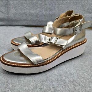Loeffler Randall Womens Metallic Silver Sandals Summer Shoes Made‎ In Brazil 7B